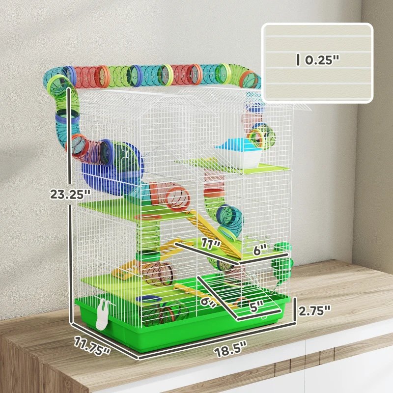 PawHut 5 Tier Hamster Cage With Tubes And Tunnels, Small Animal Cage ...