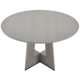 Round Dining Table, 47 inch Wood Table for 4-6 Person, Farmhouse Circle Dinner Furniture, Rustic Leisure Tables with Thick Wooden Legs