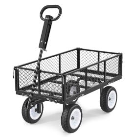 Garden Cart, 900 LBS, Heavy Duty Steel Yard and Garden Utility Wagon with 10-Inch Tires, Outdoor Gardening Stool with Adjustable Handle
