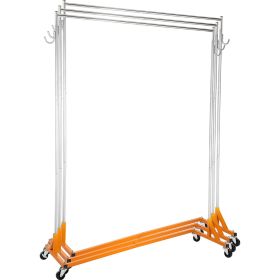 Z Rack, Industrial Grade Z Base Garment Rack, Height Adjustable Rolling Z Garment Rack, Sturdy Steel Z Base Clothing Rack with Lockable Casters