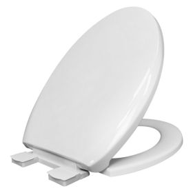 Plastic Elongated Slow-Close Toilet Seat in White