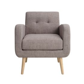Mid-Century Modern Fabric Accent Armchair Single Sofa with Rubber Wood Legs for Living Room