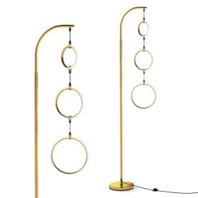 3-Circle LED Floor Lamp, Gold Standing Lamp With Adjustable Brightness & 3 Color Temperatures (Option: defaulttitle)