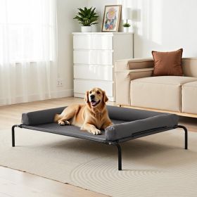 Elevated Dog Bed For Large Dog Portable Raised Dog Cot With Pillow XL Gray (Option: black)