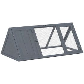 Rabbit Hutch, Wooden Guinea Pig Hutch with Run and Doors, Outdoor Triangle Bunny House for Rabbits,Duck and Chicken (Option: Gray-1170x65x530 mm)