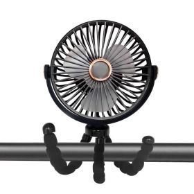 Camping Fan With LED Lantern- Rechargeable Battery Operated Fan, 3 Speeds,7 Inch Portable Clip On For Stroller Treadmill Tent RV Outdoor Emergenc (Option: black)