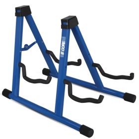 5 CORE Double Guitar Stand Floor Adjustable Heavy Duty A Frame Universal Folding Acoustic Electric Bass Mandolin Banjo Violin Holder Multiple Fol (Option: GSS2N1BLU)